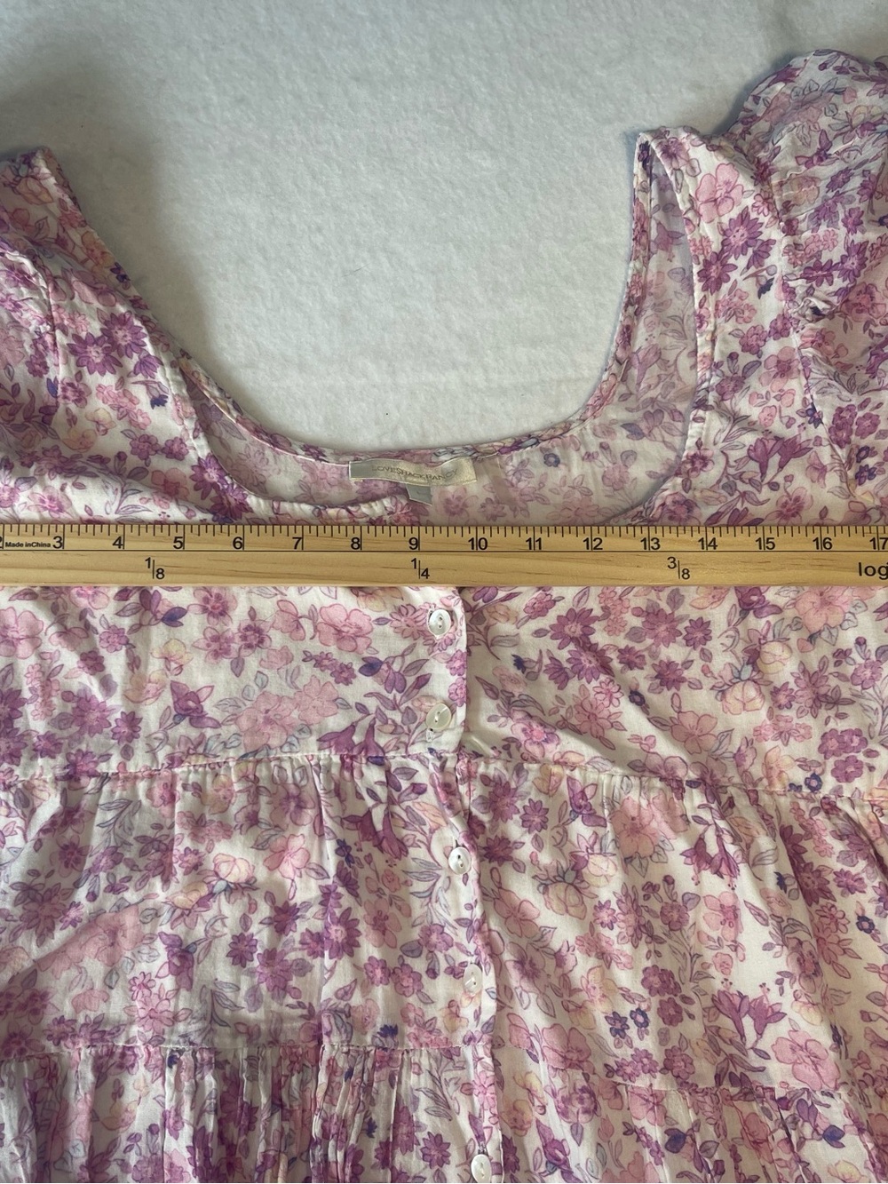 LoveShackFancy Pink Floral Puff Sleeve Mini Dress Size Large Cottagecore - Picture 6 of 10